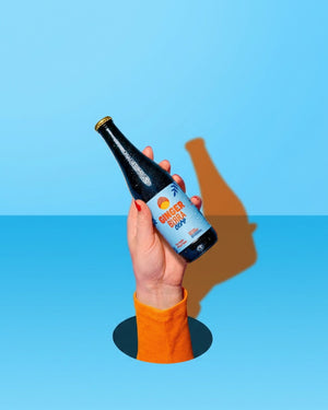 Botella de Ginger Birra Cero, ginger beer sin alcohol y sin azúcar de 355 ml